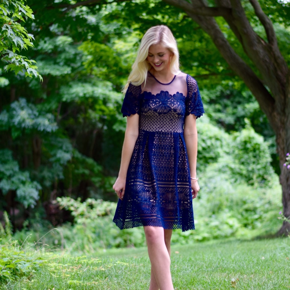 Navy Short Sleeve Dress - Picture 4 of 7